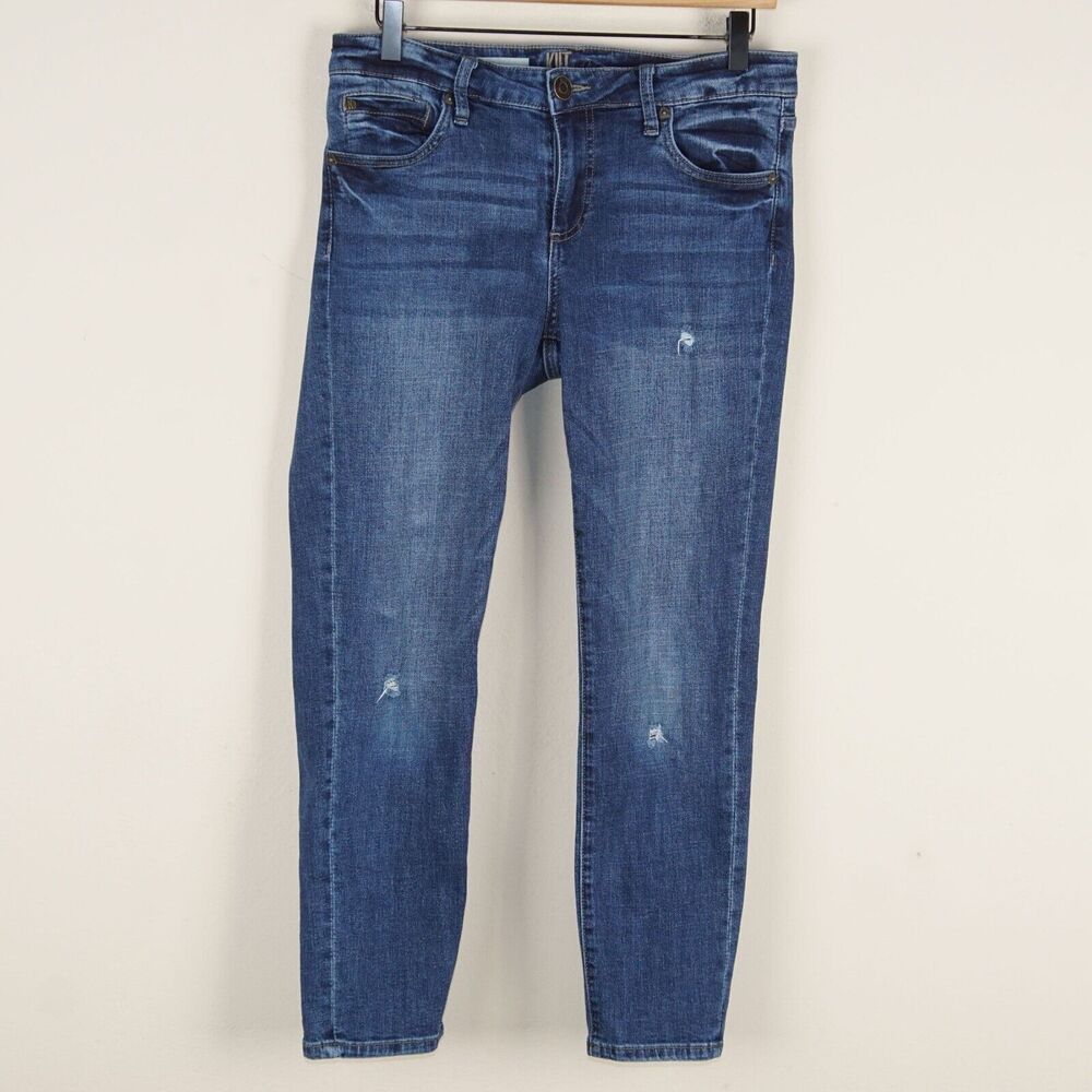 Kut From The Kloth Distressed Katy Ankle Straight Leg Blue Jeans Womens Sz 4